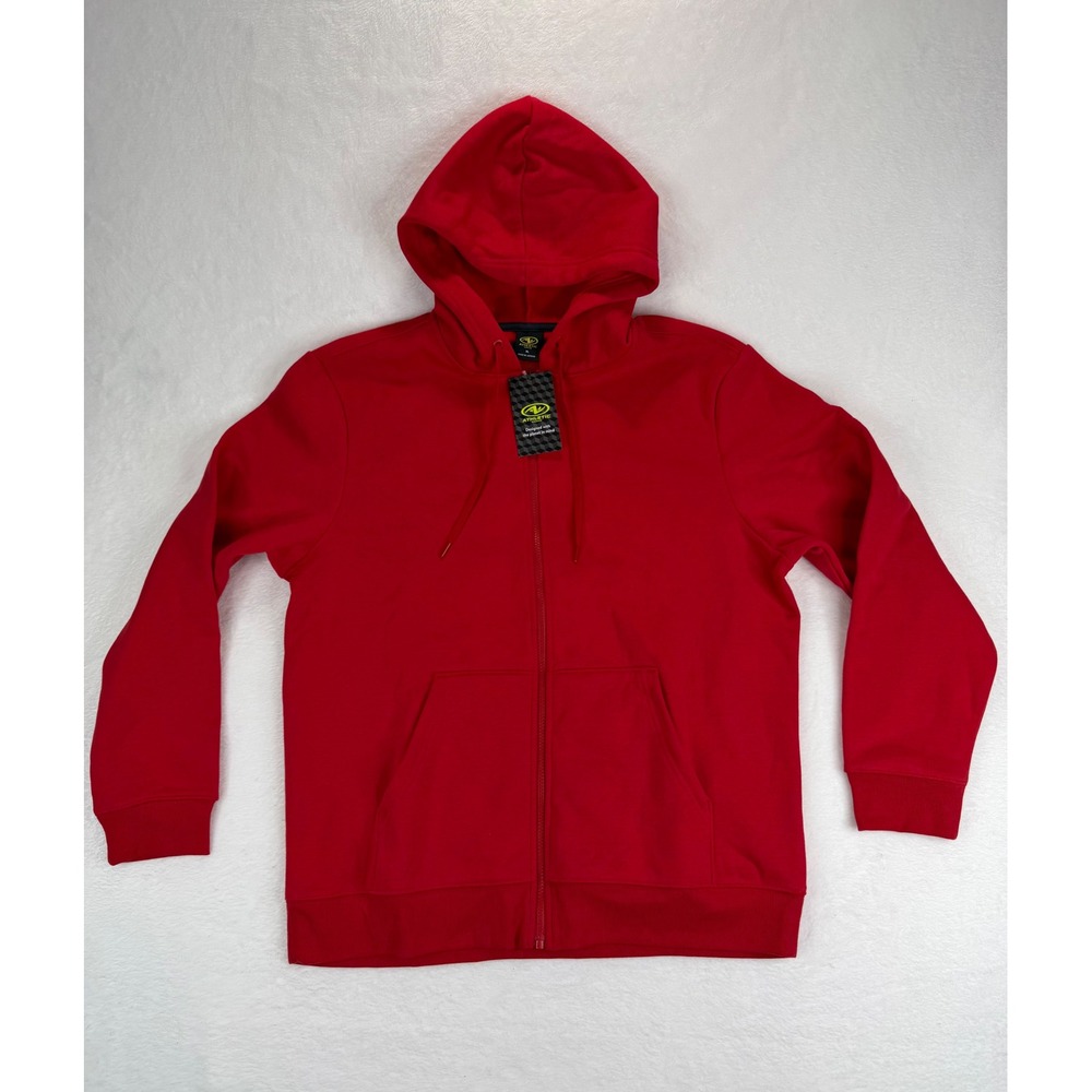 Athletic Works Mens XL Brilliant Red Hooded Fleece Full Zip Sweatshirt NWT